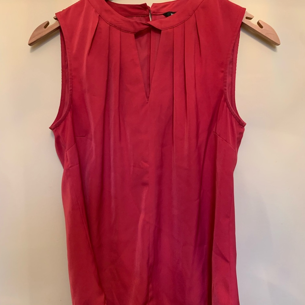 RW&CO. Pink Pleated Mandarin Collar Blouse